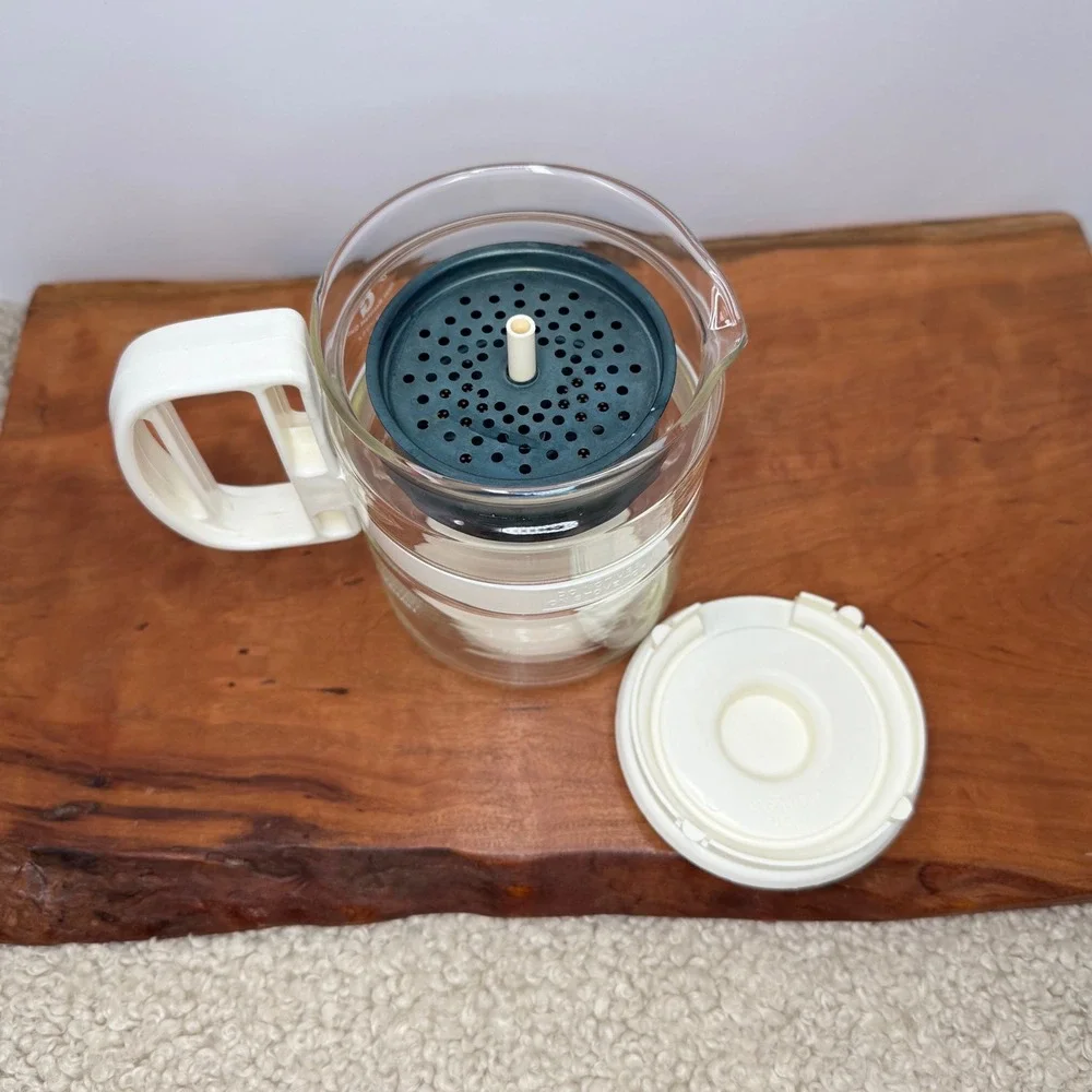 Vintage Gemco The Micro-Perk Microwave Coffee Percolator Glass White C-32 USA